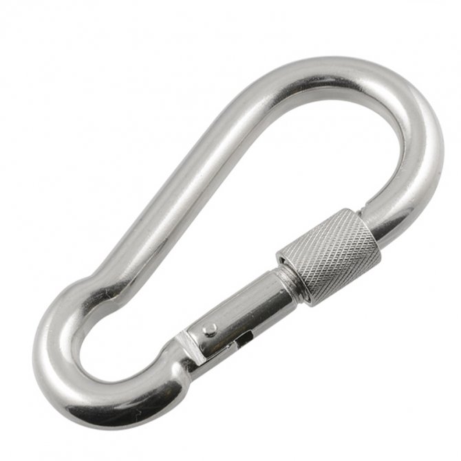 Spring hook with lock nut inox