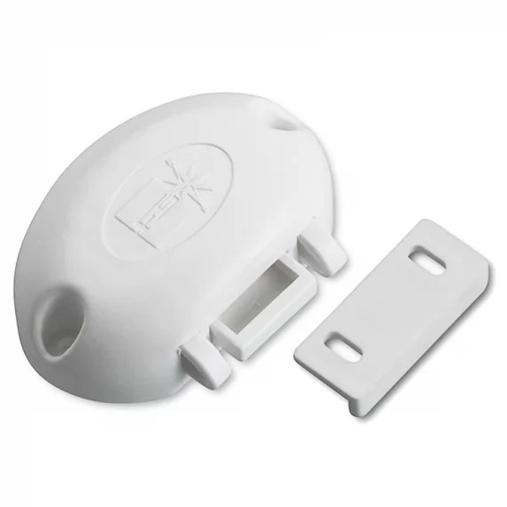 White plastic latch with anti-vibrations