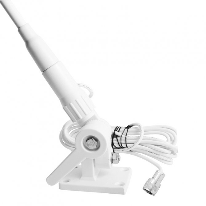 VHF antenna with plastic cover and base