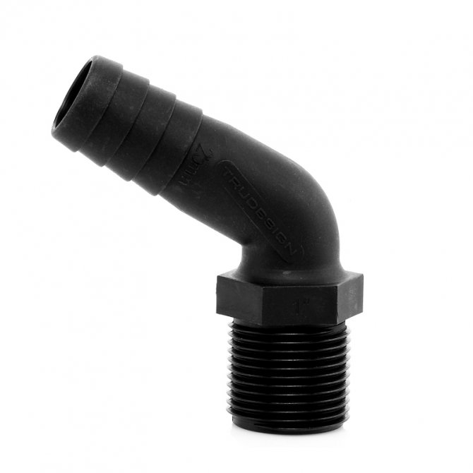 Ρακόρ πλαστικό μαύρο γωνιακό 120° Trudesign 1&1/2x38mm